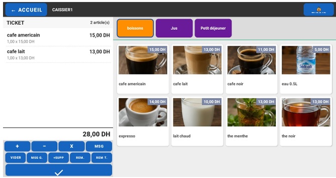 Logiciel de caisse tactile SuperCaisse sur tablette Android